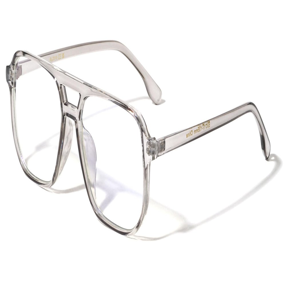 Crystal Frame Square Aviators Computer Protective Blue Light Glasses Men Women Unisex UV400 Protection BL2015 (Gray)
