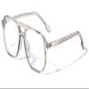 Crystal Frame Square Aviators Computer Protective Blue Light Glasses Men Women Unisex UV400 Protection BL2015 (Gray) view 1