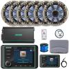 Kicker KMC5 3.5" Marine Bluetooth USB/AUX AM/FM Radio Gauge Style Receiver W/Controller, 6X 6.5 195W Max RGB LED Speakers W/Silver Grilles + LED Controller, 6-Channel Amplifier W/Kit, Antenna, Wire view 1