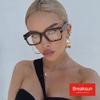 Breaksun Rectangle Glasses for Men Women Square Blue Light Glasses Thick Frame Black Eyeglasses (Black tortoise) view 2