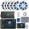 Kicker KMC5 3.5" LCD Display Marine Bluetooth USB/AUX WB AM/FM Gauge Style Receiver W/Digital Controller, 6X 6.5 150W Max RGB LED Speakers W/LED Controller, 6-Channel Amplifier W/Kit, Antenna, Wire view 1