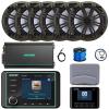 Kicker KMC5 3.5" LCD Display Marine Bluetooth USB/AUX WB AM/FM Gauge Style Receiver W/Digital Controller, 6X 6.5 195W Max 4 Ohm Speakers W/Charcoal Grilles, 6-Channel Amplifier W/Kit, Antenna, Wire view 1