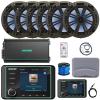 Kicker KMC5 3.5" Marine Bluetooth USB/AUX AM/FM Radio Gauge Style Receiver W/Controller, 6X 6.5 195W Max RGB LED Speakers W/Charcoal Grille + LED Controller, 6-Channel Amplifier W/Kit, Antenna, Wire view 1