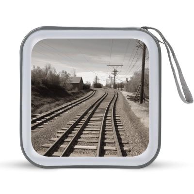FekiLoot Train Track CD Case 40 Capacity DVD Case Holder Portable Zipper CD Cases Holder Large Storage Disc Wallet Bag Hard Plastic DVD Cases for Car Home Travel