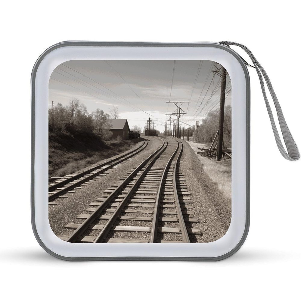 FekiLoot Train Track CD Case 40 Capacity DVD Case Holder Portable Zipper CD Cases Holder Large Storage Disc Wallet Bag Hard Plastic DVD Cases for Car Home Travel