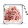 FekiLoot Pink Roses CD Case 40 Capacity DVD Case Holder Portable Zipper CD Cases Holder Large Storage Disc Wallet Bag Hard Plastic DVD Cases for Car Home Travel view 1