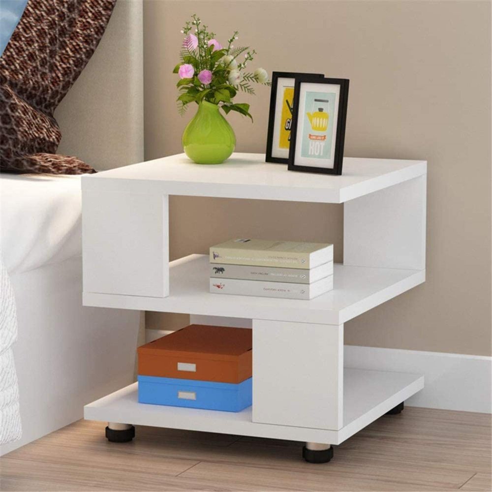 Bedroom Bedside Table Storage Cabinet Table Wood Nightstand Side Storage Bedside End Table Small Nightstand for Living Room Sofa