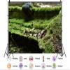 12X8ft Fabric Forest Moss Backdrop Durable Backdrop Material Rainforest Tropical Outdoor Adventure Green Grass Background Party Decorations Photoshoot Studio Props view 2