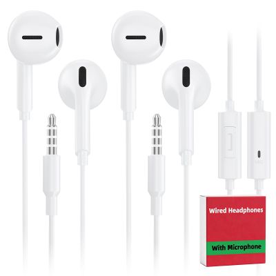 2 Pack Wired Earbuds with 3.5mm AUX Plug Headphones,Earphones with Microphone, Corded for 3.5mm Jack Ear Buds for iPhone, Samsung, Computer, Laptop, School Students, Women, Small Ear