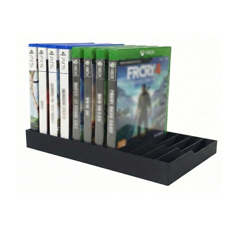 WEIMINLI Video Game Storage Tower for PS5 / PS4 / Xbox Series X/Xbox One Game Cases, 12-Disc Capacity DVD & Blu-Ray Organizer Stand, Anti-Slip ABS Desktop Rack, No Assembly Required (1, Black)