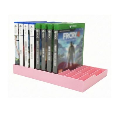 WEIMINLI Video Game Storage Tower for PS5 / PS4 / Xbox Series X/Xbox One Game Cases, 12-Disc Capacity DVD & Blu-Ray Organizer Stand, Anti-Slip ABS Desktop Rack, No Assembly Required (1, Pink)
