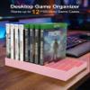 WEIMINLI Video Game Storage Tower for PS5 / PS4 / Xbox Series X/Xbox One Game Cases, 12-Disc Capacity DVD & Blu-Ray Organizer Stand, Anti-Slip ABS Desktop Rack, No Assembly Required (1, Pink) view 2