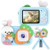 Kids Camera ToyStereoscopic Silicone Cartoon High-Definition Dual Camera with Bracket -2.4-Inch Screen 4800w Multifunctional Digital Camera - Supports Cardless Shooting (Blue Rabbit) view 1