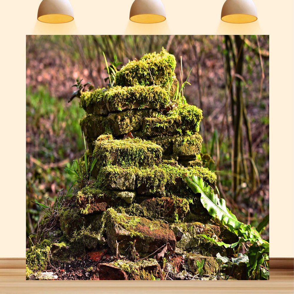 10X8ft Fabric Forest Moss Backdrop Enchanted Mossy Arch Rainforest Tropical Outdoor Adventure Background Party Decorations Photoshoot Studio Props