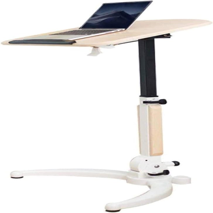 Aluminum Alloy Laptop Table Desk with Yellow Density Board,with Mouse Board, Adjusable Height, Lockable Casters,Adjustable Laptop Stand for Use