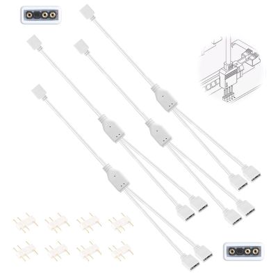TNJPSEK 3Pin ARGB Spliter Cables with Male Pins, Female to Female Addressable RGB Spliter Extension Cable, 3-Pin RGB Splitter for 5V Computer Chassis PC Fans CPU Coolers Heat Sink (1-to-2 White)