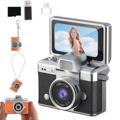 Mini Digital Camera with 1.47 in LCD Screen,Keychina Camera with 1080P HD Video Recorder,Vintage Cameras Ultra-Compact with 32GB Card Ideal for Travel&Daily Use (C)