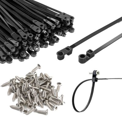 12-inch Black Screw-Hole Cable Ties, 100 lbs Tensile Strength, Screw-Mount Cable Ties/Cable Straps/Multi-Purpose Heavy-Duty Nylon Cable Ties (200-Pack)