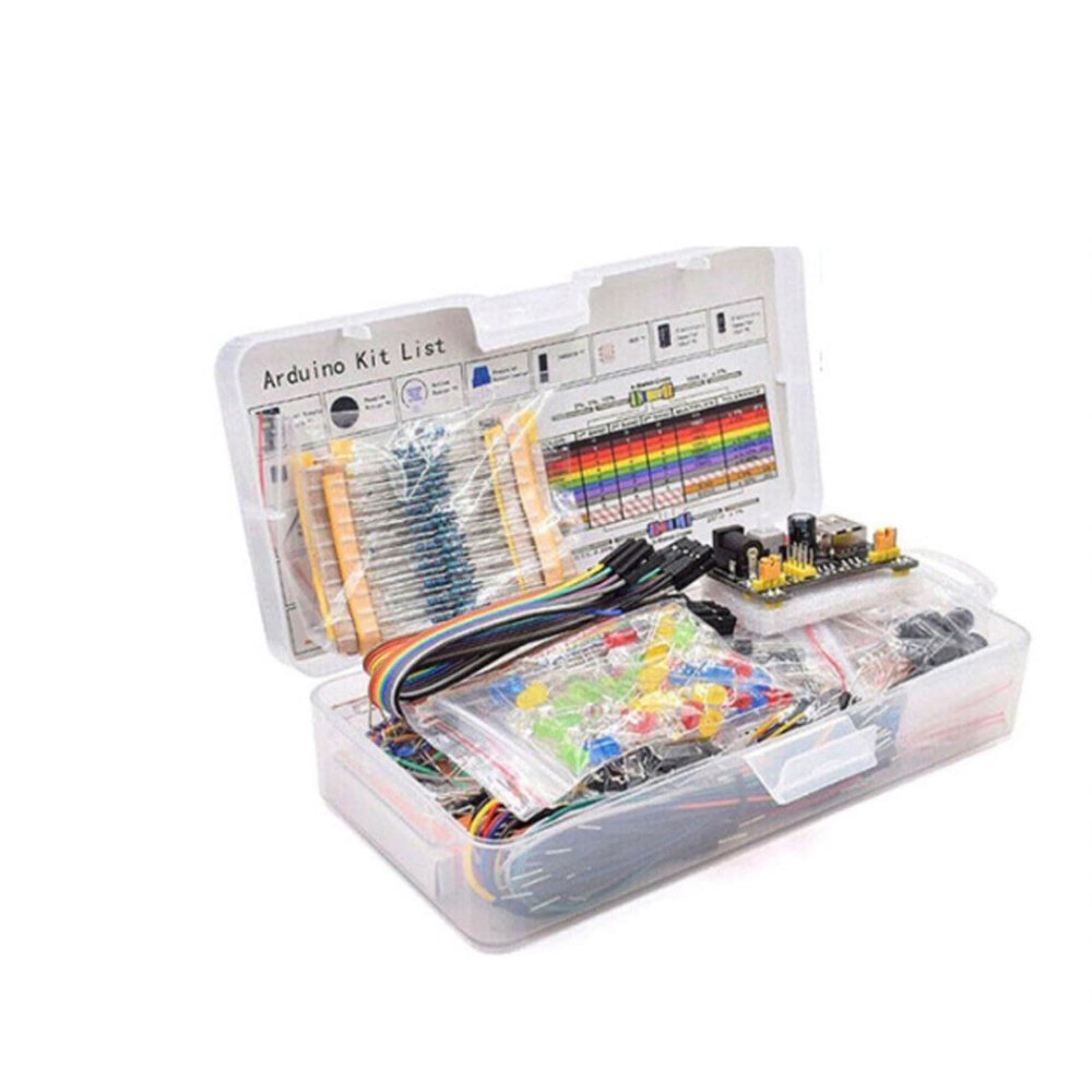 Compatible with Arduino UNO R3 Starter Kit, Electronics Components, Board, Sensors, LEDs, Breadboard, Jumper WiresPower SupplyResistorskeycaps