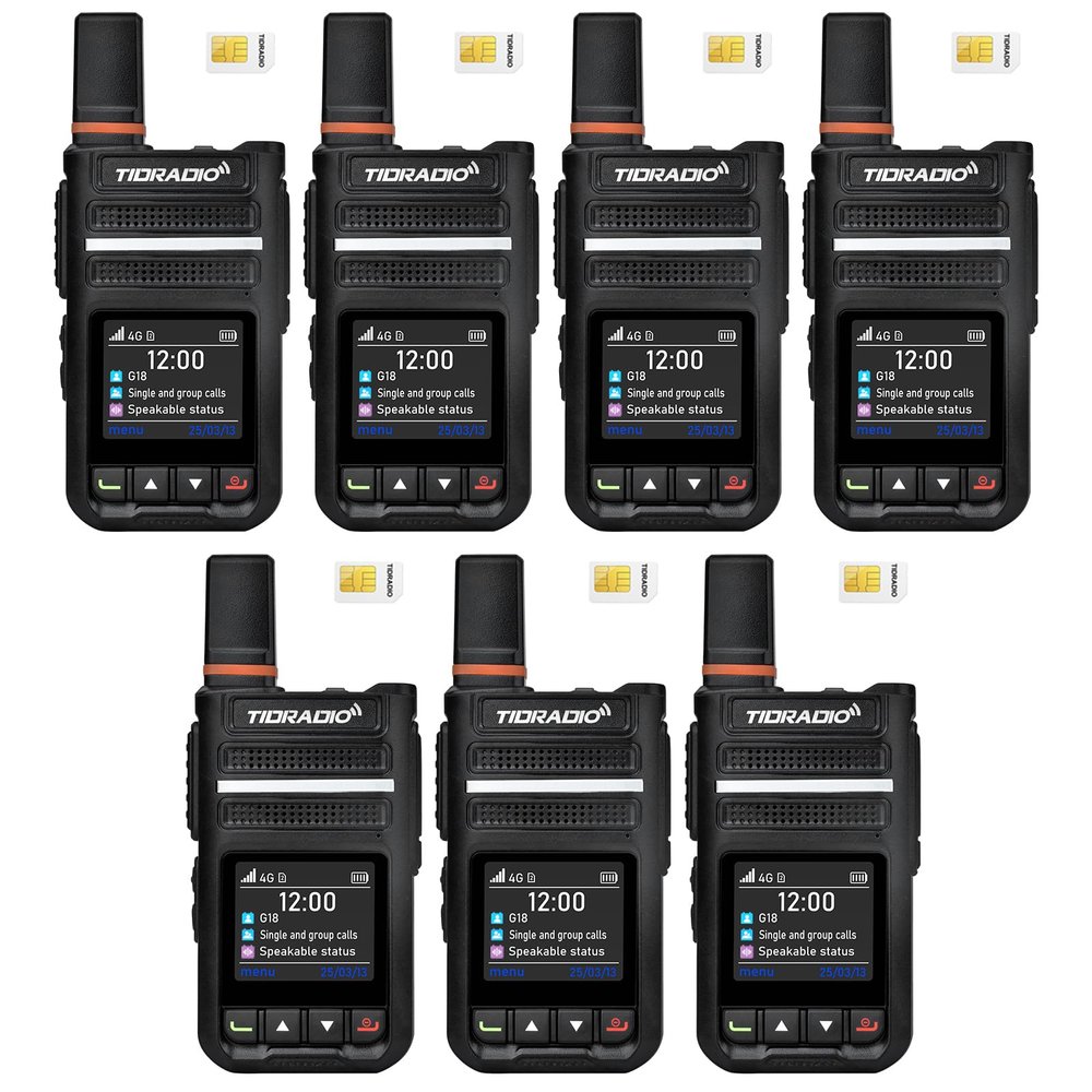 TIDRADIO TD-G18 Rapid Walkie Talkies Unlimited Range 6000+ Miles, Long Range Nationwide PTT 4G LTE PoC Radio with SIM Card Global Use for Family, Logistics, Company -7Pack