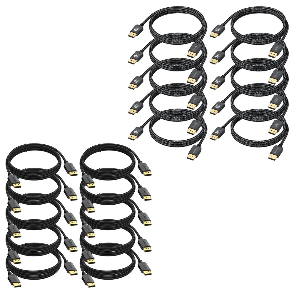4K DisplayPort Cable 10FT & 8K DP Display Port 1.4 Cable 6FT 10-Pack Bundle, for Multi-Setup Installations (4K@60Hz/2K@165Hz & 8K@60Hz/4K@144Hz), 21.6Gbps & 32.4Gbps, PC Monitor Graphics Card