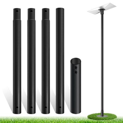 11FT Starlink Pole Mount,1.9" Diameter Thickened Outdoor Heavy Duty Galvanized Steel Weather Station Mounting Pole,with Bottom Fixed Bracket,Universal Size Suitable for Starlink Pipe Adapter, Black