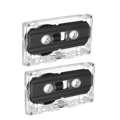 Dranvosk 2 Pack Blank Cassette Tapes 60 Minutes Clear Audio Recording Tape with Plastic Storage Case for Music Speech Collectors