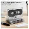 Dranvosk 2 Pack Blank Cassette Tapes 60 Minutes Clear Audio Recording Tape with Plastic Storage Case for Music Speech Collectors view 2