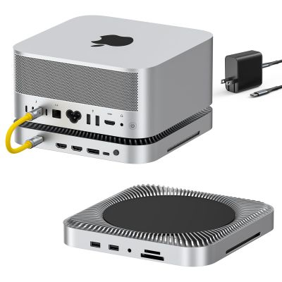 RayCue 10-in-1 80Gbps Dock for Mac Studio (M4 Max/M3 Ultra) | Dual SSD Bays (Up to 16TB), 2X HDMI 2.1, DisplayPort 2.1, CFexpress Card Reader, 45W PD Input, Hi-Fi Audio, Precision-Aluminum Design