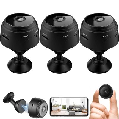 Magnetic Mini Security Camera, Indoor Security Camera Mini, Night Vision Motion Detection Security Cam Covert Cameras with App (3Pcs)