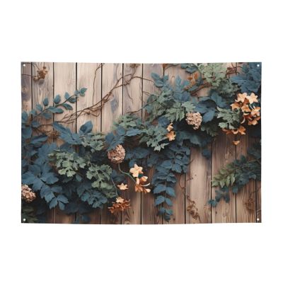 Welcome Banners Party Flag Photography Backdrop Background Banner Leaves Floral on Rustic Wood Sign Photo Props Banner for Fence Birthday Garden Party Supplies Favors Wall Decor Flag 71 x 47 Inch