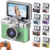 2026 New Mini Keychain Retro Digital Camera - 1.47" LCD 1080P with 64GB Card, 180 Flip Screen & Built-in Flash, Ideal for Travel/Study/Concerts (Green,8GB) view 1