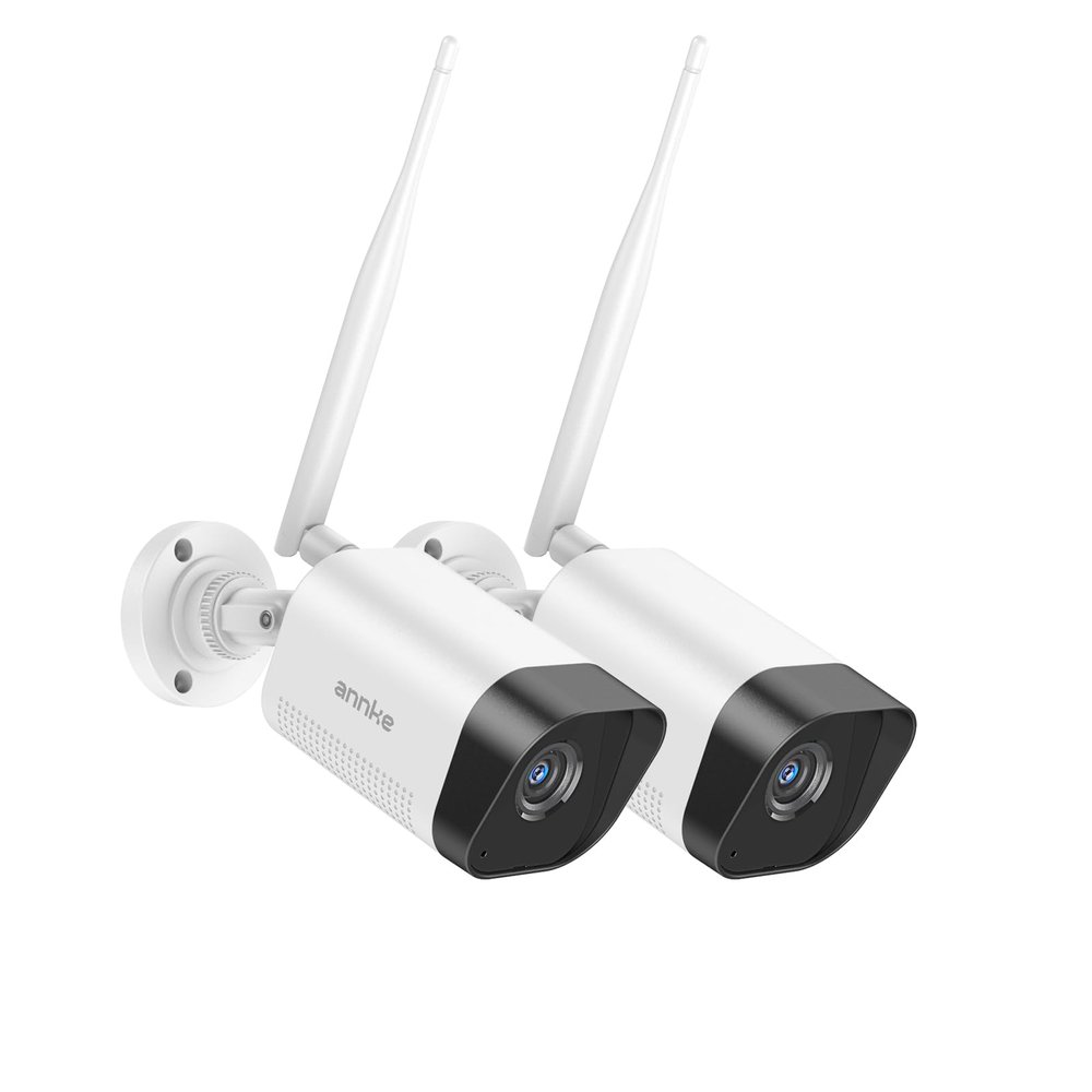 ANNKE 2 Pack 4K Add-On Wi-Fi Outdoor Security Cameras, Wireless Surveillance IP Cameras with Human Detection, 24/7 All-Day Monitoring, IP66 Waterproof, Two-Way Audio