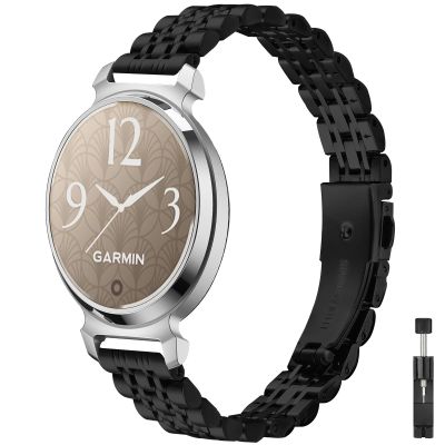14mm Metal Band Fit for Garmin Lily 2 active/Lily 2 for WomenStainless Steel Replacement Straps Wristband With Adjustment link remove tool (BK)