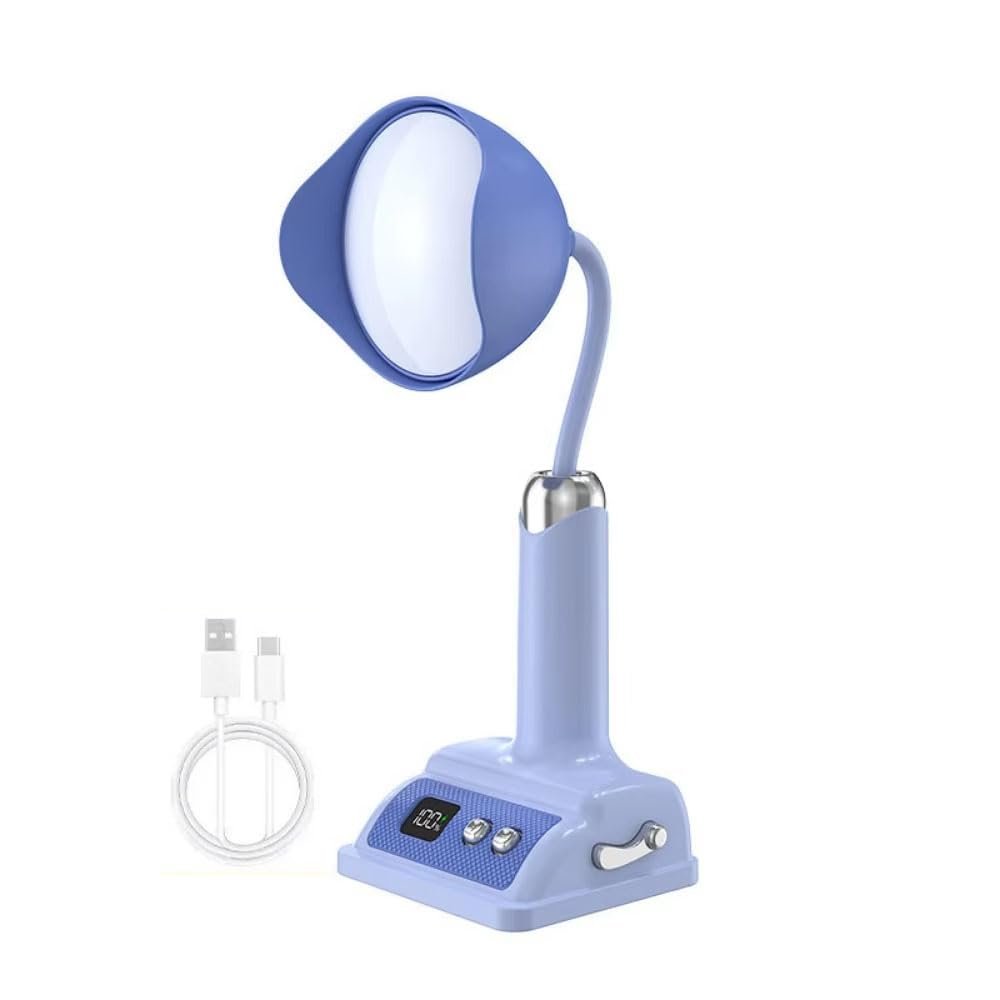 BJRWYY LED Desk Lamp,Cordless Rechargeable Table Lamp with Adjustable Brightness,Eye-Caring Night Light Mini Cute Lamp for Dorm Bedroom Reading (Blue)