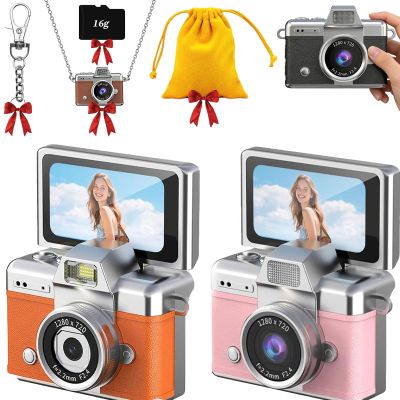 2026 New Mini Digital Camera with 1.47 in LCD Screen, 1080P Mini Camera with Built-in Flash & Flip Display, Portable Keychain Camera for Travel & Daily Use with Free 32GB Memory Card (2Pcs/1)