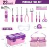 24-Piece Real Hand Tool Set, Pink-Purple Home Repair Tool Kit with Storage Box, Basic Toolkit for Women, Dorm, Apartment and College view 2