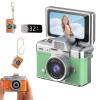 2026 New Mini Small Digital Camera with 1.47 in LCD Screen 1080P Retro Digital Pocket Size Camera with 32GB Card - Flip Screen, Built-in Flash, Strap - Ideal for Travel, Study, and Concerts (B,Green) view 1