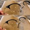 Little Wildcat series Vintage Cat Eye Blue Light Blocking Glasses, Black and Gold Frame, Semi-Rimless Design, Literary Style view 2
