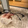 Little Wildcat series Vintage Cat Eye Blue Light Blocking Glasses, Black and Gold Frame, Semi-Rimless Design, Literary Style view 4