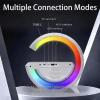 G Shaped Wireless Speaker and Charger, Fast Charging Led Alarm Clock & Fm Radio, Multifunctional Bluetooth Speaker, with Bluetooth, USB/Tf Playback for Bedroom Desk (White) view 4