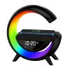 G Shaped Wireless Speaker and Charger, Fast Charging Led Alarm Clock & Fm Radio, Multifunctional Bluetooth Speaker, with Bluetooth, USB/Tf Playback for Bedroom Desk (Black) view 1