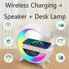 G Shaped Wireless Speaker and Charger, Fast Charging Led Alarm Clock & Fm Radio, Multifunctional Bluetooth Speaker, with Bluetooth, USB/Tf Playback for Bedroom Desk (Black) view 3