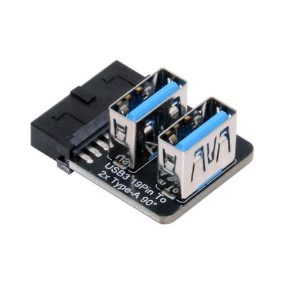 cablecc USB3.0 Motherboard 19/20pin Box Header Slot to 10Gbps Dual USB 3.0 Type-A Adapter Forward Angled Vertical Type