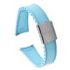 20/22mm Curved End Cuttable Rubber Folding Buckle Universal Diving Watchband Fit for Omega/Casio/Seiko(Sky Blue-Silver,20mm) view 1