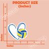 (3Pcs) Blue Volleyball Stickers Volleyball Heart Decals Waterproof Vinyl Sticker for Water Bottle, Tumbler, Phone Case, Poster Board, Laptop, Scrapbooking, Team Players, Coach, 3" x 2.8" view 2