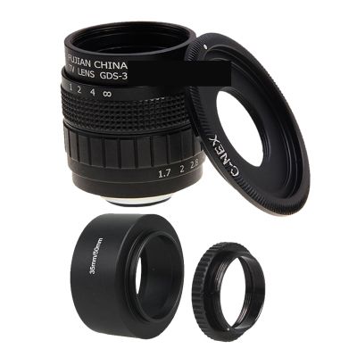 35mm F1.7 Lens + C-NEX Mount + Lens Hood + Macro Ring for Sony E Mount A6500 A6300 A6000 NEX6 NEX7 NEX3 NEX5 NEX5T Excellent
