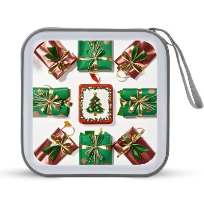 FekiLoot Christmas Gift Wrapping CD Case 40 Discs Heavy Duty Bag Binder Storage Booklet Album Portable DVD CD Case Holder for Car Sturdy Hard Plastic Disc Cases for Home Office Travel