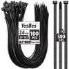 100 PCS Zip Ties 24 Inch Heavy Duty, Large Cable Ties 500lbs Tensile Strength, Black Zip Ties for Indoor and Outdoor Use, UV Resistant Wire Ties view 1