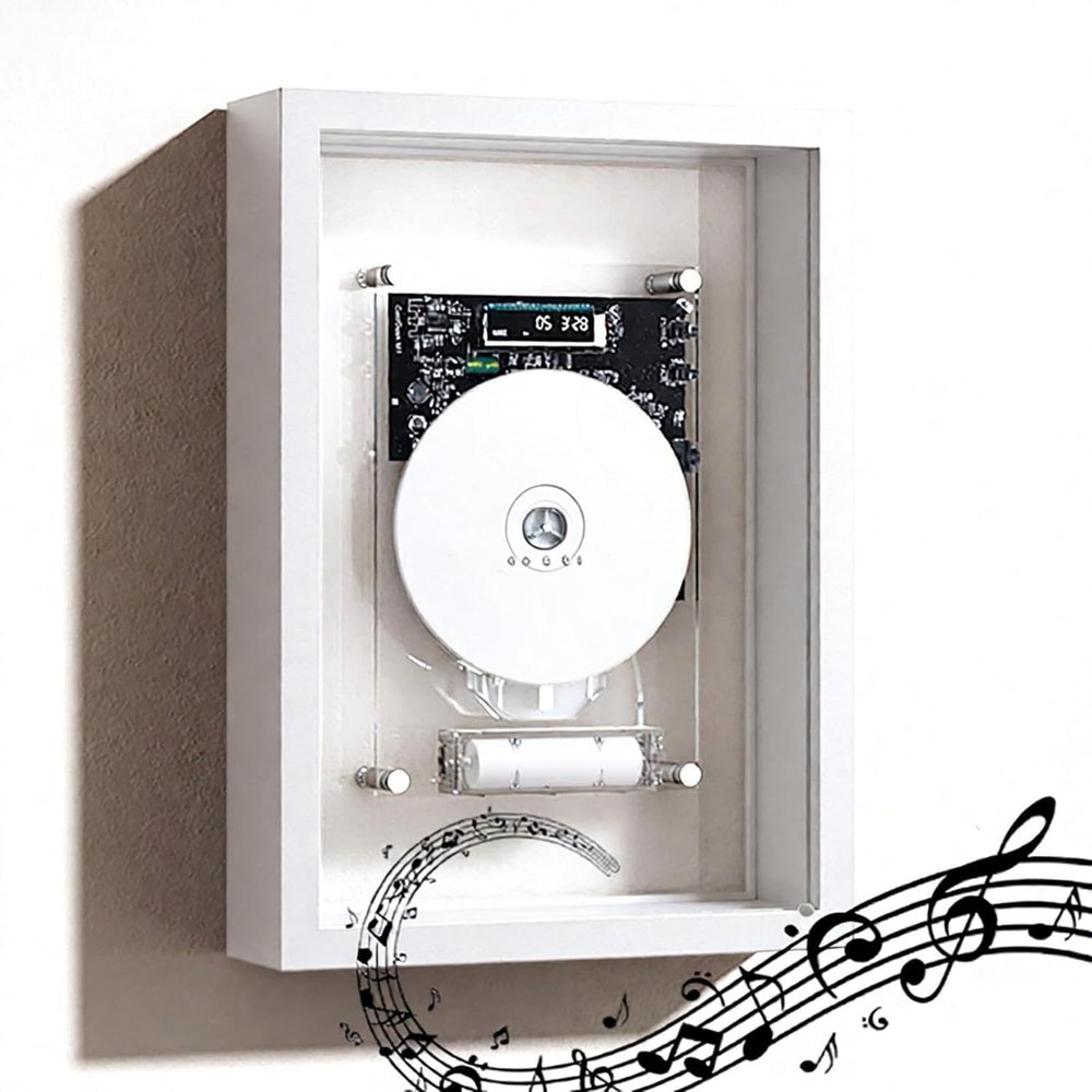 Desktop Decorative Music Frame Cd Player, Music Decorative Photo Frame, 5.0 BT/3.5mm AUX Output & Max. Communication Distance: 10 Meters, Without Speakers for Wall Decor